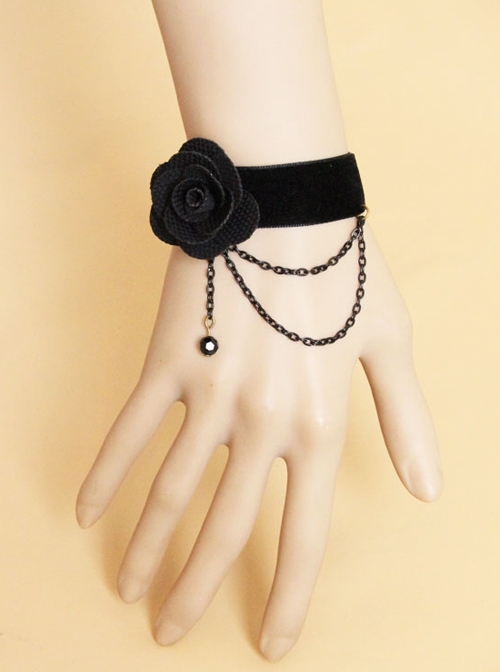 Gothic Fashion Vampire Retro Tassel Black Lace Rose Velvet Female Festival Prom Bracelet