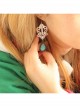 Baroque Handmade White Lace Retro Blue Gemstone Female Cute Fashion Earrings