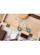 Baroque Handmade White Lace Retro Blue Gemstone Female Cute Fashion Earrings
