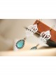 Baroque Handmade White Lace Retro Blue Gemstone Female Cute Fashion Earrings