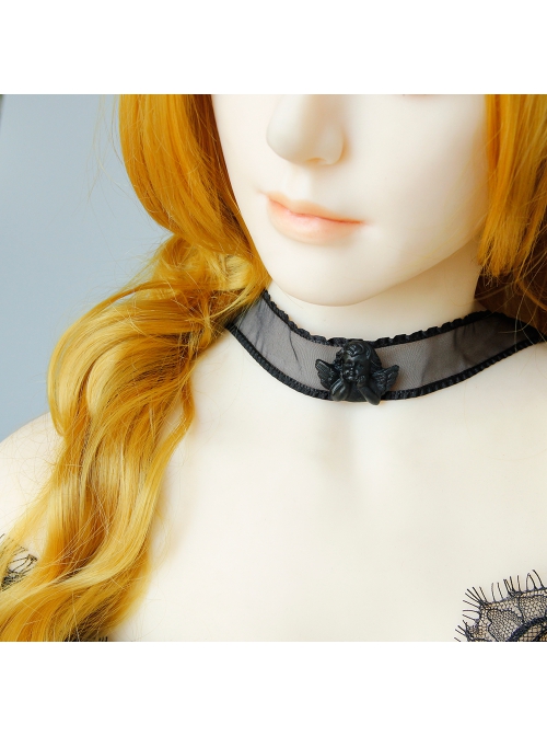 Simple Street Shooting All-match Sexy Black Angel Ribbon Halloween Prom Party Choker