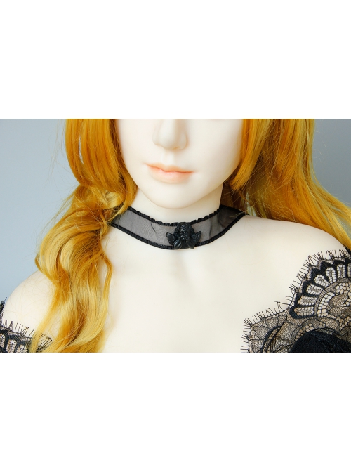 Simple Street Shooting All-match Sexy Black Angel Ribbon Halloween Prom Party Choker
