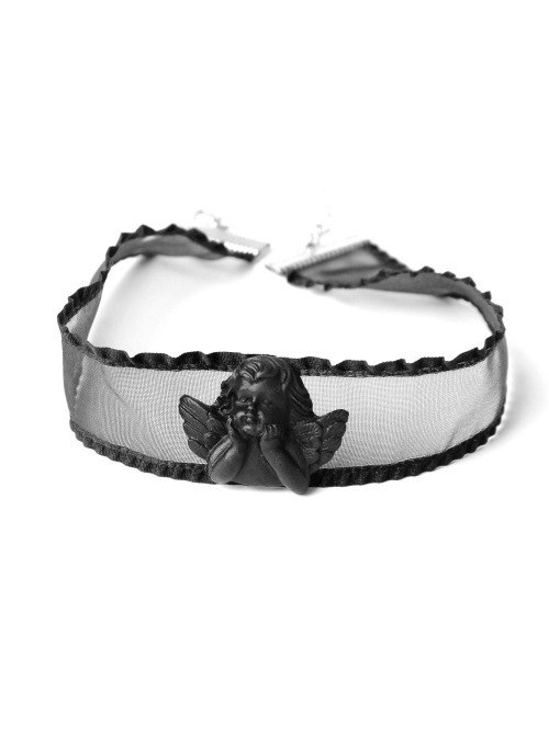 Simple Street Shooting All-match Sexy Black Angel Ribbon Halloween Prom Party Choker