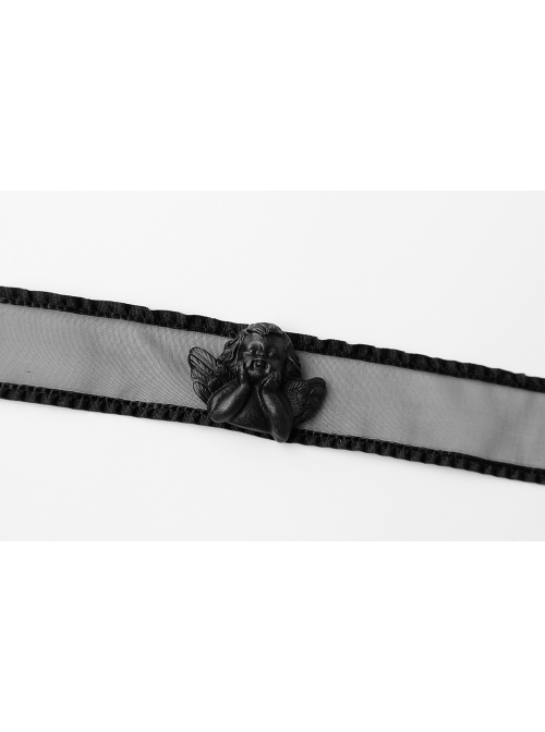 Simple Street Shooting All-match Sexy Black Angel Ribbon Halloween Prom Party Choker