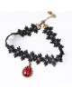Gothic Lolita Retro Fashion Black Lace Teardrop-Shaped Ruby Female Choker