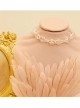 Baroque Personality Fashionable Party Prom Dress White Crystal Pearl Bow Short Necklace