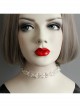 Baroque Personality Fashionable Party Prom Dress White Crystal Pearl Bow Short Necklace