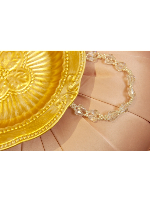 Baroque Personality Fashionable Party Prom Dress White Crystal Pearl Bow Short Necklace