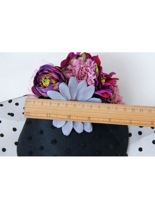 Fashion Personality Exaggerated Halloween Color Flowers Polka Dot Net Yarn Black Top Hat Hairpin