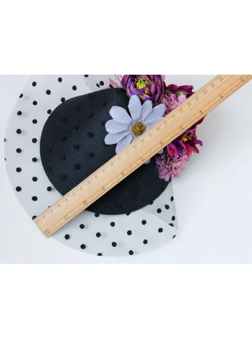 Fashion Personality Exaggerated Halloween Color Flowers Polka Dot Net Yarn Black Top Hat Hairpin