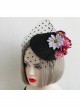 Fashion Personality Exaggerated Halloween Color Flowers Polka Dot Net Yarn Black Top Hat Hairpin