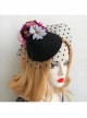 Fashion Personality Exaggerated Halloween Color Flowers Polka Dot Net Yarn Black Top Hat Hairpin