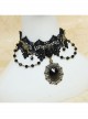 Gothic Retro Man-Made Crystal Fashion Black Lace Rose Multi-Level Female Short Necklace