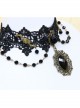 Gothic Retro Man-Made Crystal Fashion Black Lace Rose Multi-Level Female Short Necklace