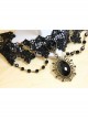 Gothic Retro Man-Made Crystal Fashion Black Lace Rose Multi-Level Female Short Necklace