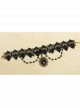 Gothic Retro Man-Made Crystal Fashion Black Lace Rose Multi-Level Female Short Necklace