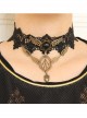 Gothic Black Lace Golden Heart Wings Fashion Exaggerated Retro Choker