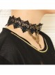 Gothic Black Lace Golden Heart Wings Fashion Exaggerated Retro Choker