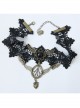 Gothic Black Lace Golden Heart Wings Fashion Exaggerated Retro Choker