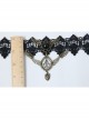 Gothic Black Lace Golden Heart Wings Fashion Exaggerated Retro Choker