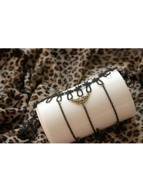 Gothic Black Fashion Personality Lace Wish Stars Tassel Female Choker