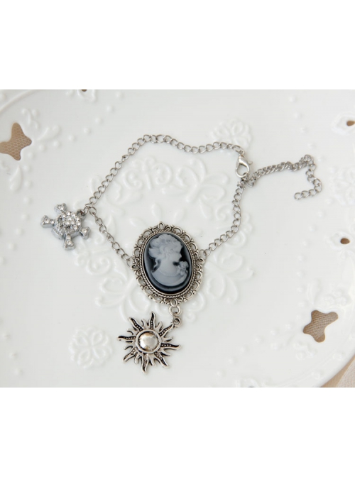 Retro Beauty Skull and Crossbones Silver Little Sun Multi-element Simple All-match Fashion Anklet