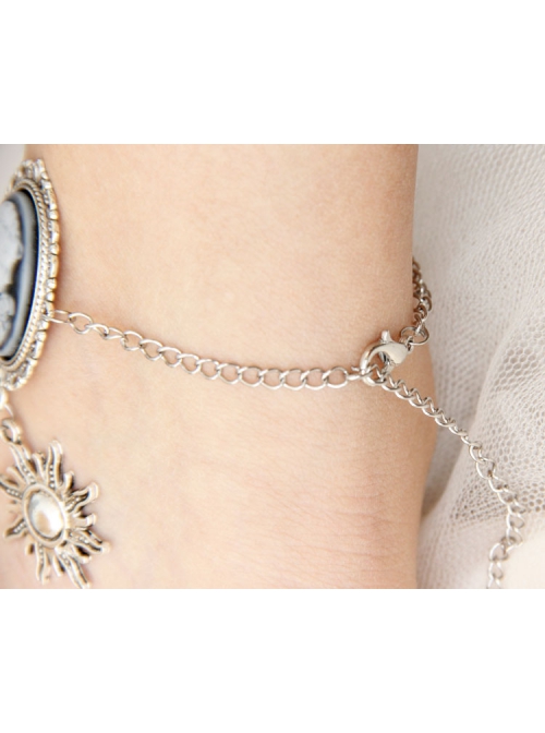 Retro Beauty Skull and Crossbones Silver Little Sun Multi-element Simple All-match Fashion Anklet