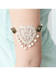 Baroque Rose White Love Pearl Flower Lace Retro Bride Armband Bracelet