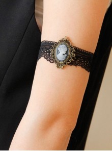 Retro Gothic Victorian Black Lace Retro Beauty Head Elastic Personality Armband