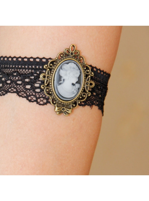 Retro Gothic Victorian Black Lace Retro Beauty Head Elastic Personality Armband