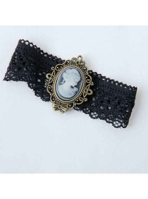 Retro Gothic Victorian Black Lace Retro Beauty Head Elastic Personality Armband