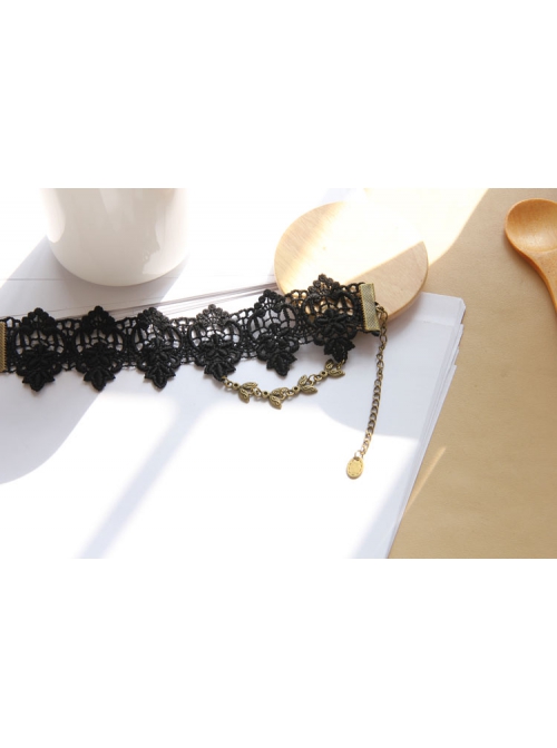 Fashion Handmade Black Lace Flower Gothic Personality Female Wide Anklet