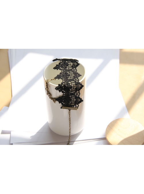 Fashion Handmade Black Lace Flower Gothic Personality Female Wide Anklet