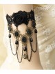 Gothic Exaggerated Fashion Retro Black Lace Rose Pearl Female Tassel Wedding Armband