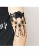 Gothic Exaggerated Fashion Retro Black Lace Rose Pearl Female Tassel Wedding Armband