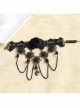 Gothic Exaggerated Fashion Retro Black Lace Rose Pearl Female Tassel Wedding Armband