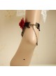 Gothic Retro Handmade Personality Fashion Black Lace Red Rose Flower Anklet