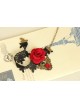 Gothic Retro Handmade Personality Fashion Black Lace Red Rose Flower Anklet