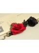 Gothic Retro Handmade Personality Fashion Black Lace Red Rose Flower Anklet
