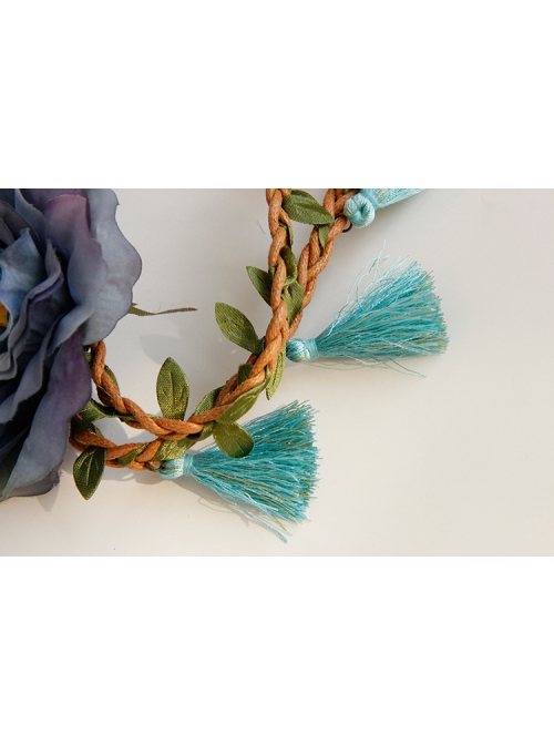 Fashion Leisure Seaside Tourism Blue Flowers Tassel Garland Christmas Prom Party Hair Band