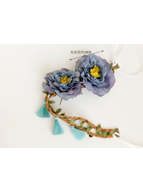 Fashion Leisure Seaside Tourism Blue Flowers Tassel Garland Christmas Prom Party Hair Band