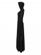 Front Metal Buckle Flare Sleeve Black Gothic Jacquard Knit Long Coat