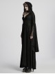 Front Metal Buckle Flare Sleeve Black Gothic Jacquard Knit Long Coat