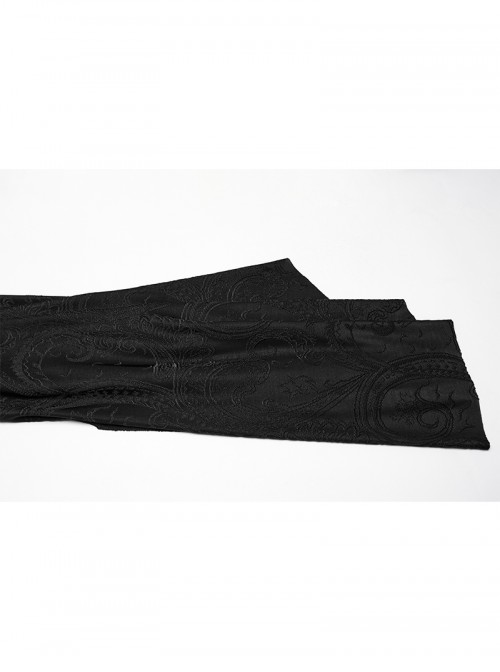 Front Metal Buckle Flare Sleeve Black Gothic Jacquard Knit Long Coat