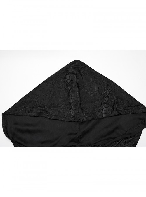 Front Metal Buckle Flare Sleeve Black Gothic Jacquard Knit Long Coat