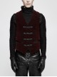 Front Metal Buckle Weave Strap Wine Red Gothic Velveteen Printing Vest