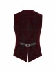 Front Metal Buckle Weave Strap Wine Red Gothic Velveteen Printing Vest