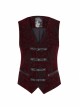 Front Metal Buckle Weave Strap Wine Red Gothic Velveteen Printing Vest