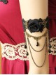 Vintage Gothic Bride Wedding Rose Flower Black Lace Pearl Metal Armband