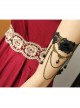 Vintage Gothic Bride Wedding Rose Flower Black Lace Pearl Metal Armband